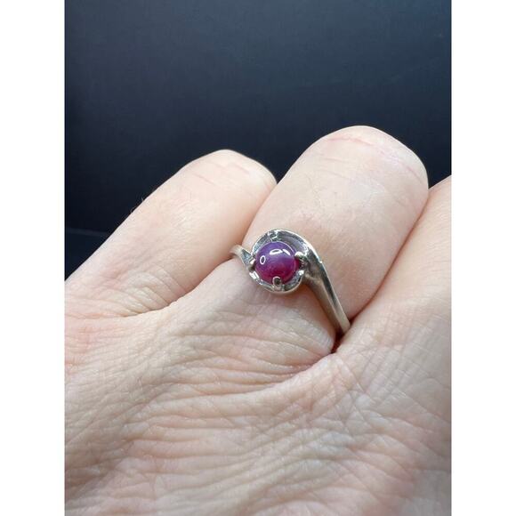 Vintage 14k white gold star ruby estate ring size 6 - Picture 5 of 16